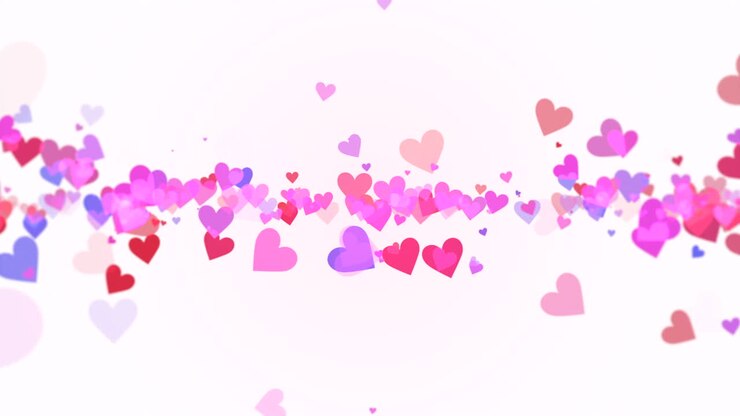 des cœurs de toutes formes et tailles flottent dans une chorégraphie colorée