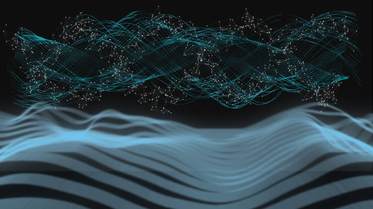 Animazione di onde blu su sfondo nero