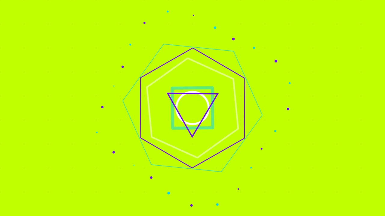 Abstract Geometric Animation with Rotating Shapes on Green Background