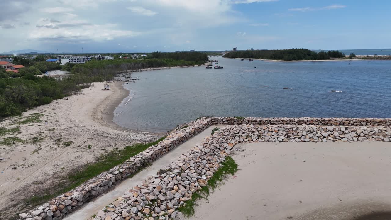 Aerial View Jib of the Coast and the Secret Beach in Vung Tau