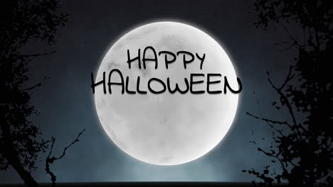 feliz halloween con gran luna y bosque