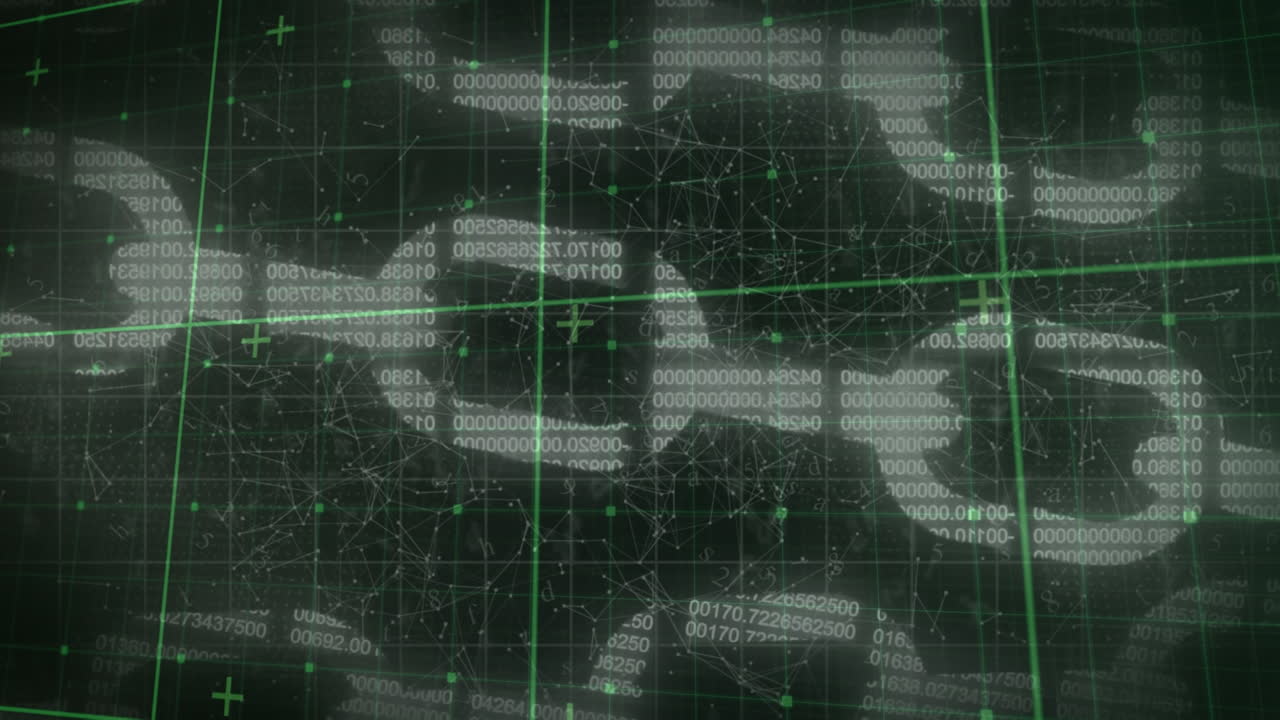 그리드 배경에서 디지털 온라인 보안 체인의 애니메이션