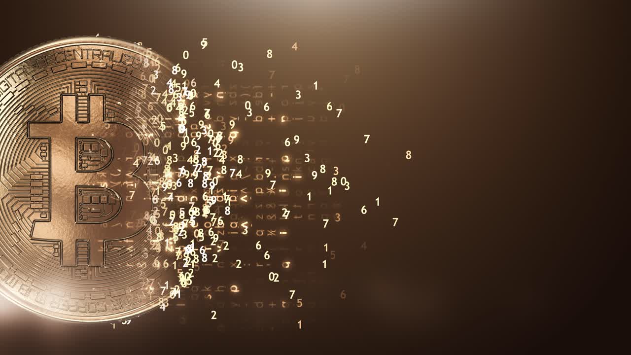 Loop digital golden bitcoin background