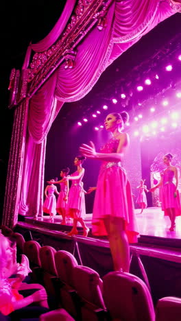 pink stage show with dancers