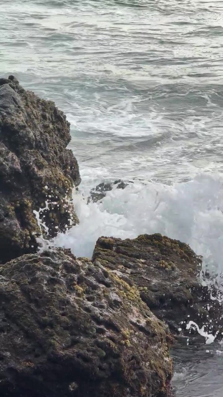 Le onde dell'oceano si schiantano contro la costa rocciosa