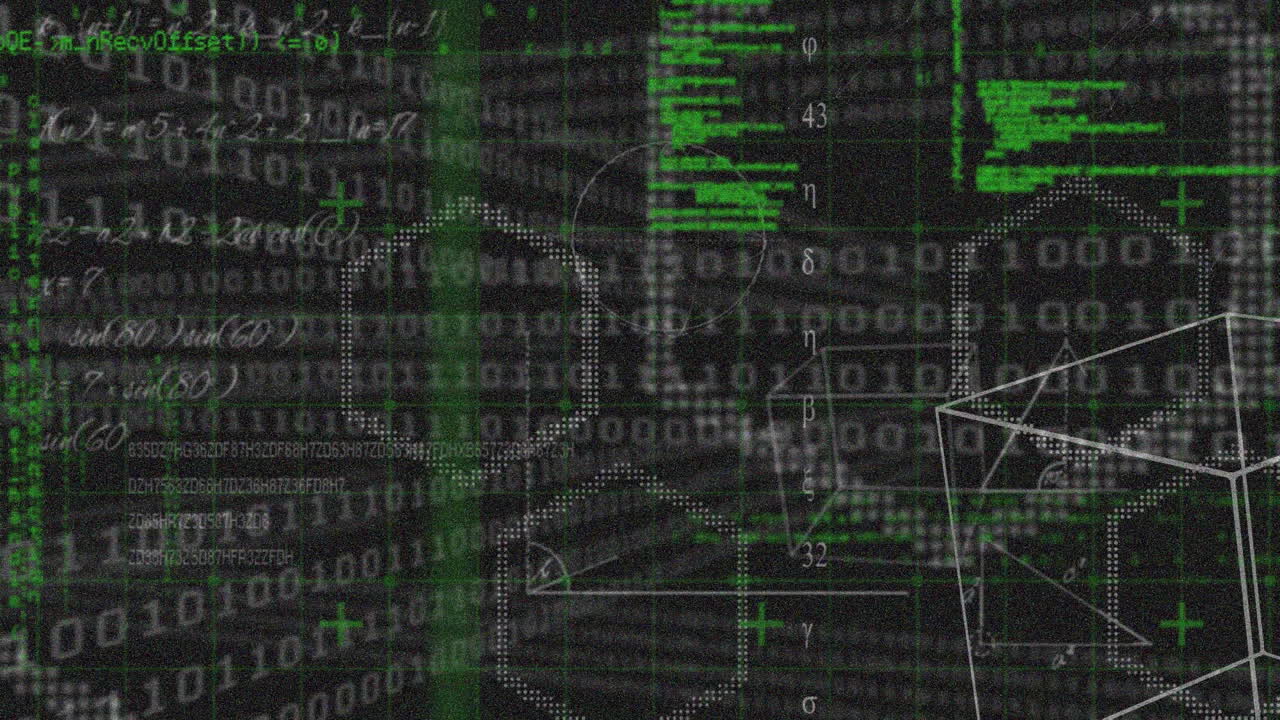 animación de formas sobre el procesamiento de datos en fondo negro