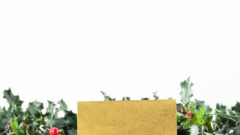 Animation-of-christmas-card-and-holy-on-white-background