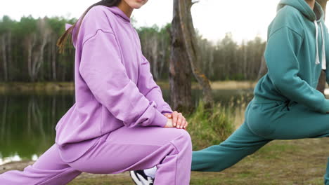 couple stretching outdoors