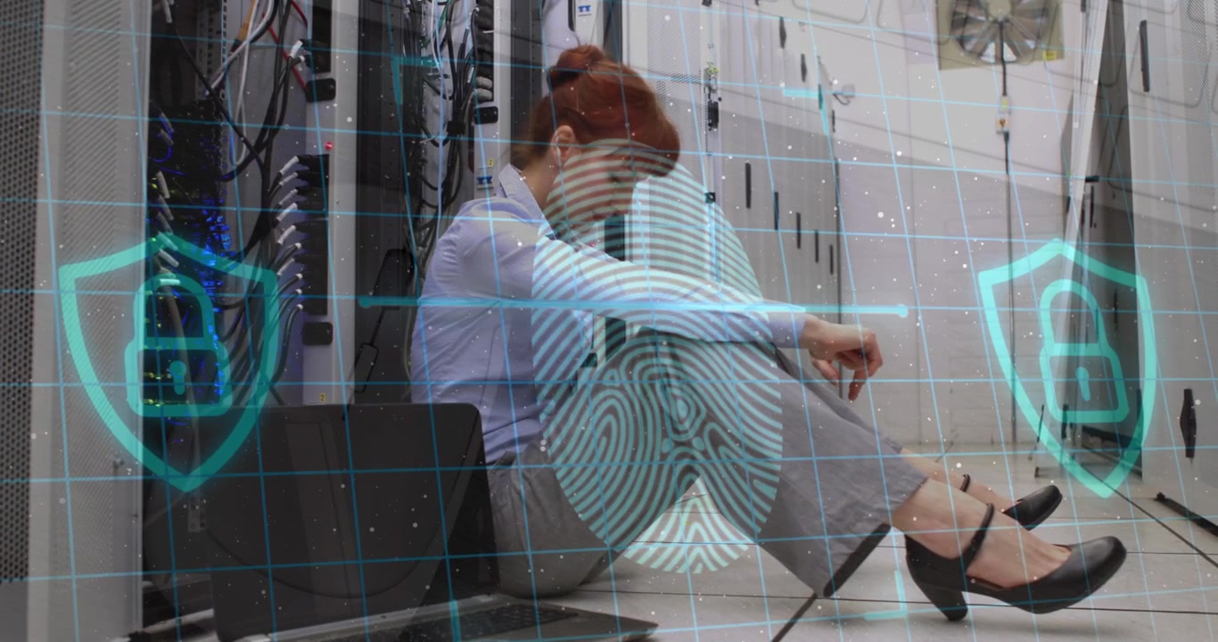 Animation of data processing over businessman working in office