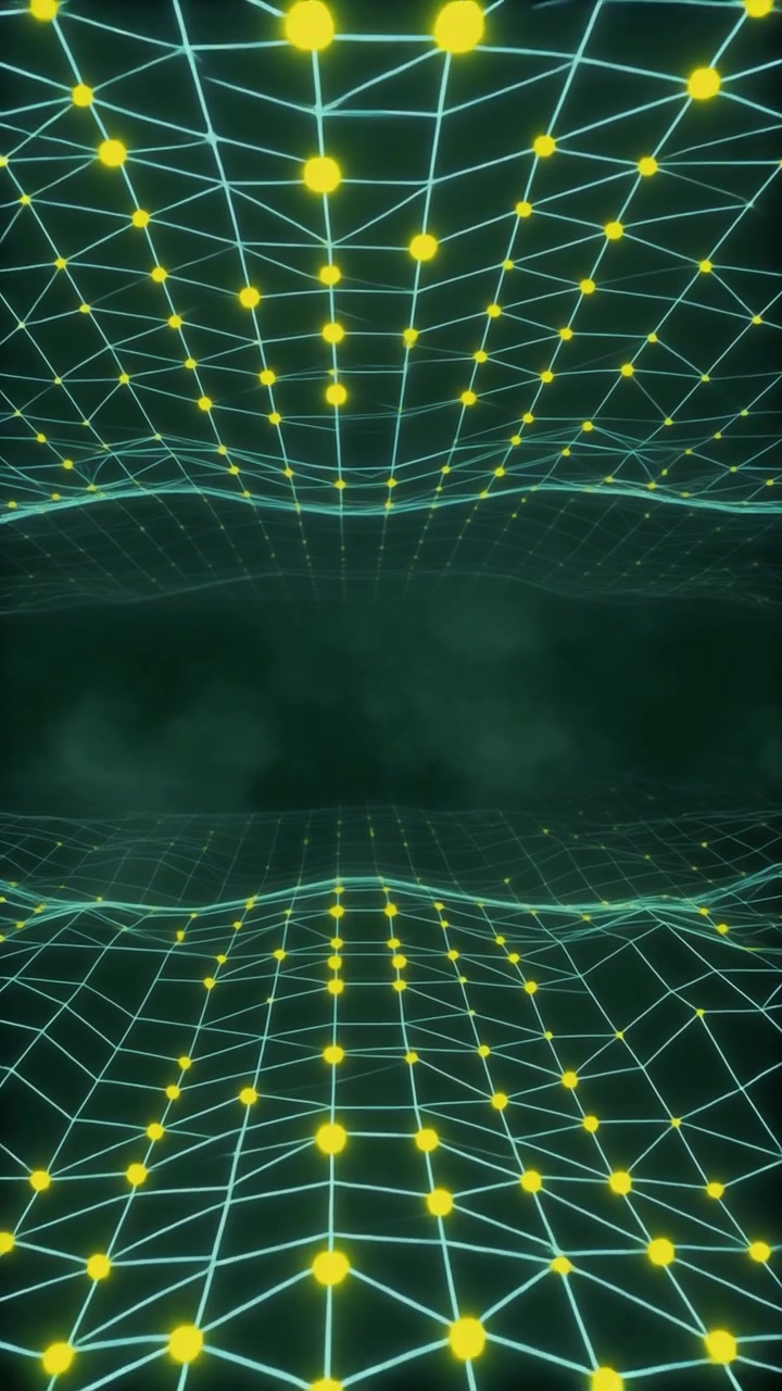Abstract Digital Grid with Glowing Nodes and Wavy Motion