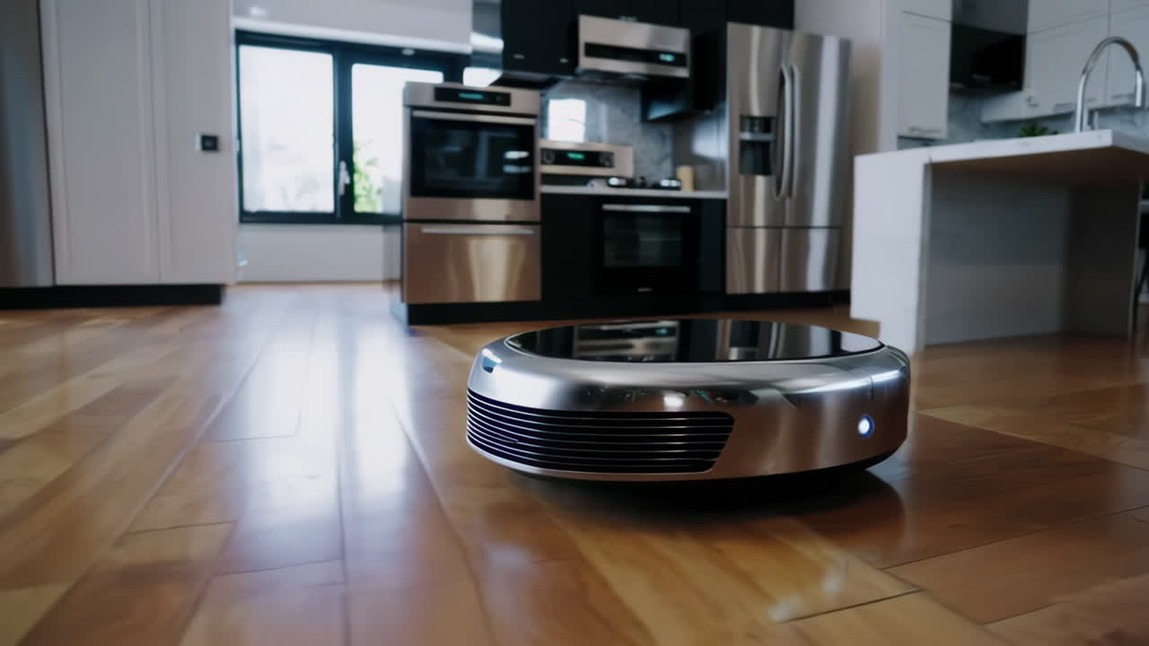 Robot Vacuum in Modern Kitchen