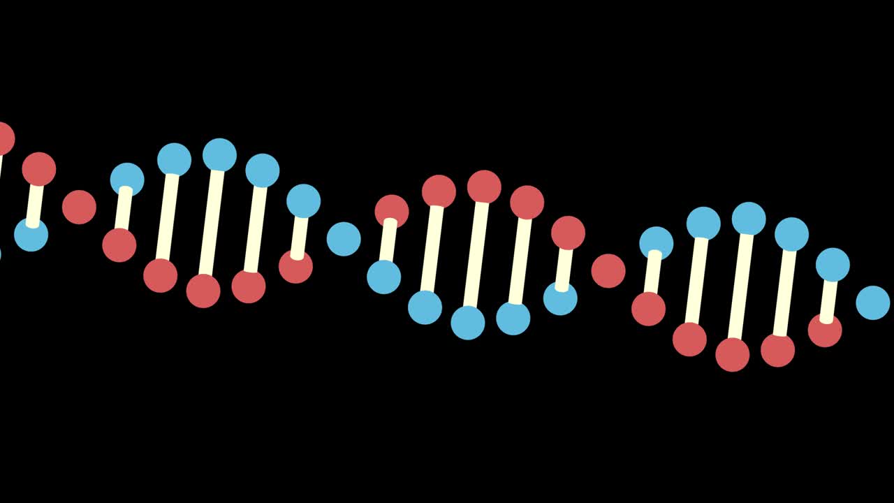 2D animation of DNA on a black background. The object rotates in the center of the screen. 60FPS