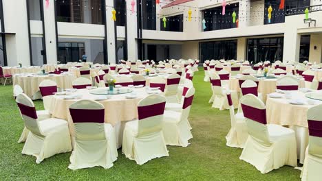 elegant tables set for an outdoor event