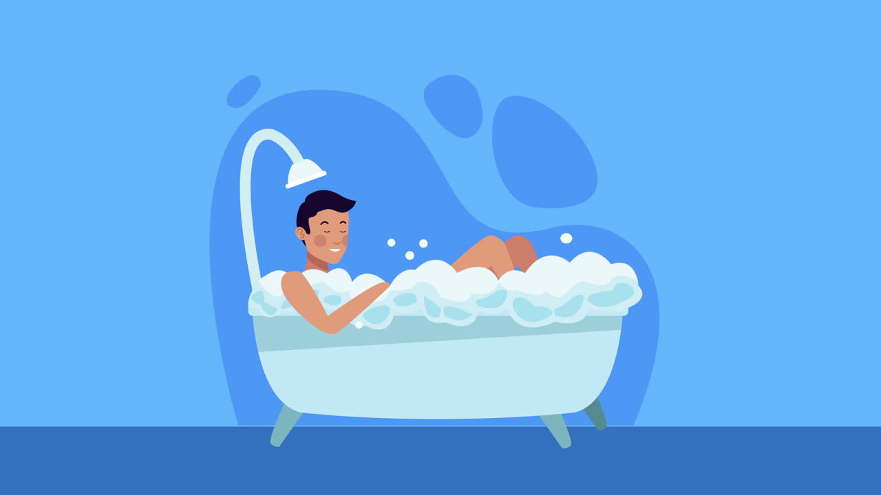 stay at home campaign with man in bathtub