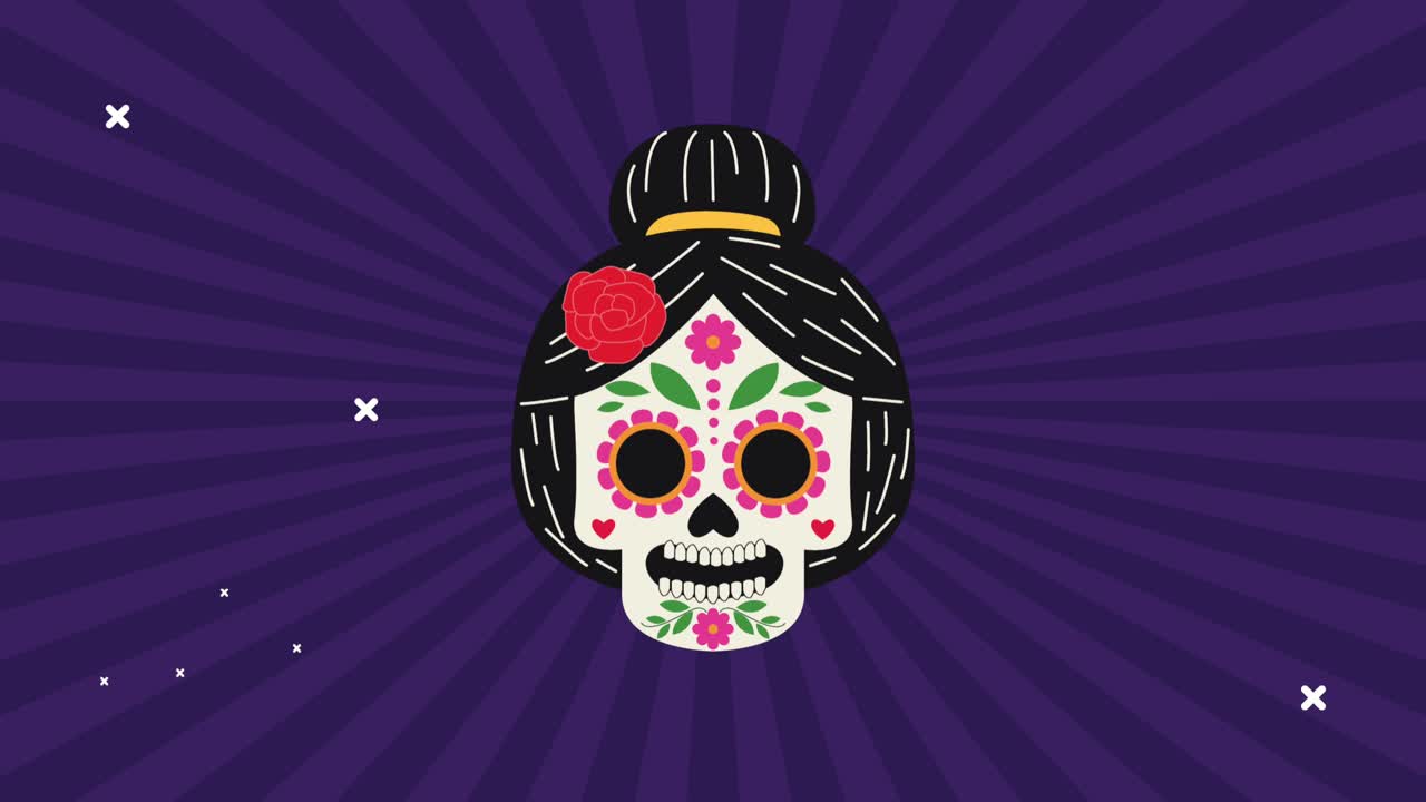 celebración del día de los muertos con katrina skull