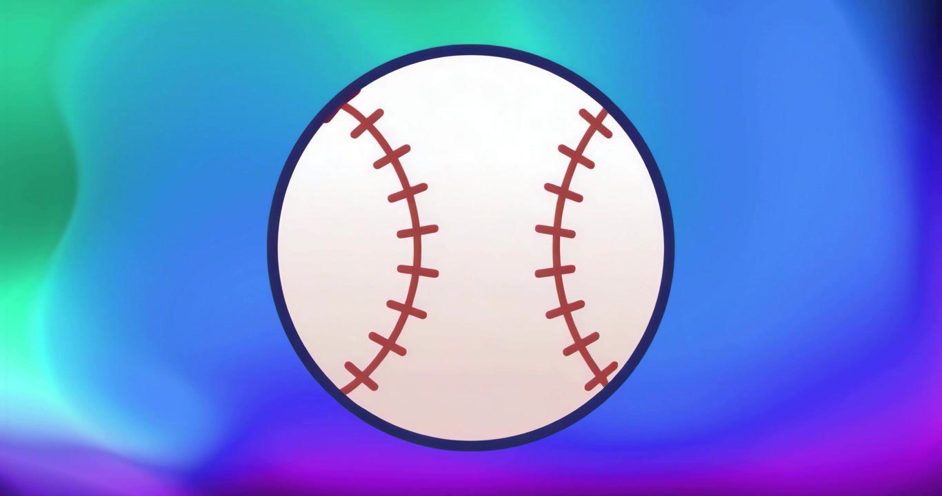 Cornice di apertura che mostra una palla da baseball che ruota in senso orario di 360°, creando un'animazione in loop senza interruzioni.