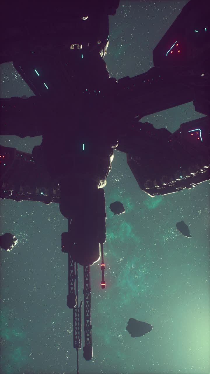 una gran estación espacial en el espacio