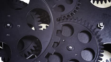 Close Up Shot Of  Black Gear Cogs Rotating