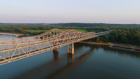 aerial shot of bi-state vietnam gold star bridge with kentucky in background