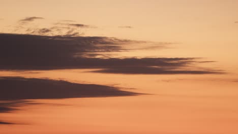 tilt down through orange sky to rainforest at sunset in tambopata national reserve