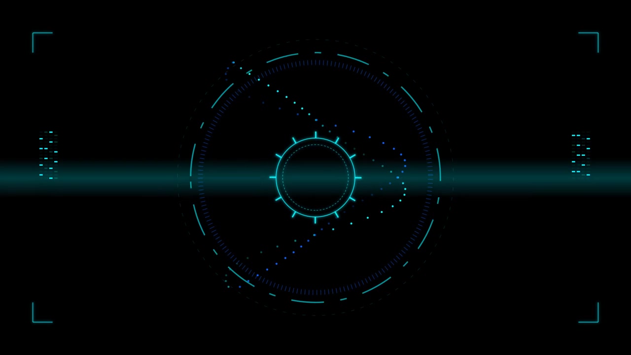 Futuristic Digital HUD Interface with Rotating Circular Elements