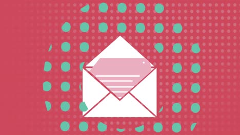 animación del icono del sobre sobre los puntos.