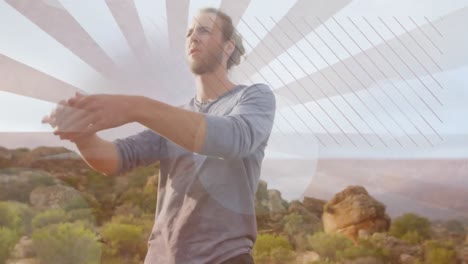hombre estirando y estrechando la mano