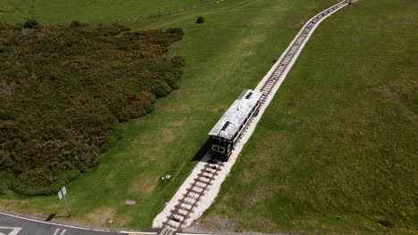 great orme tramway aerial view llandudno cable operated mountain tourist transport following along railroad