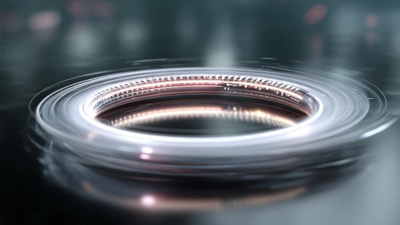 Un'esplorazione affascinante del movimento circolare e delle dinamiche della luce, che mostra fluidità ed eleganza in un'esperienza visiva accattivante con anelli rotanti