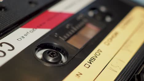 close up compact cassette tape deck play