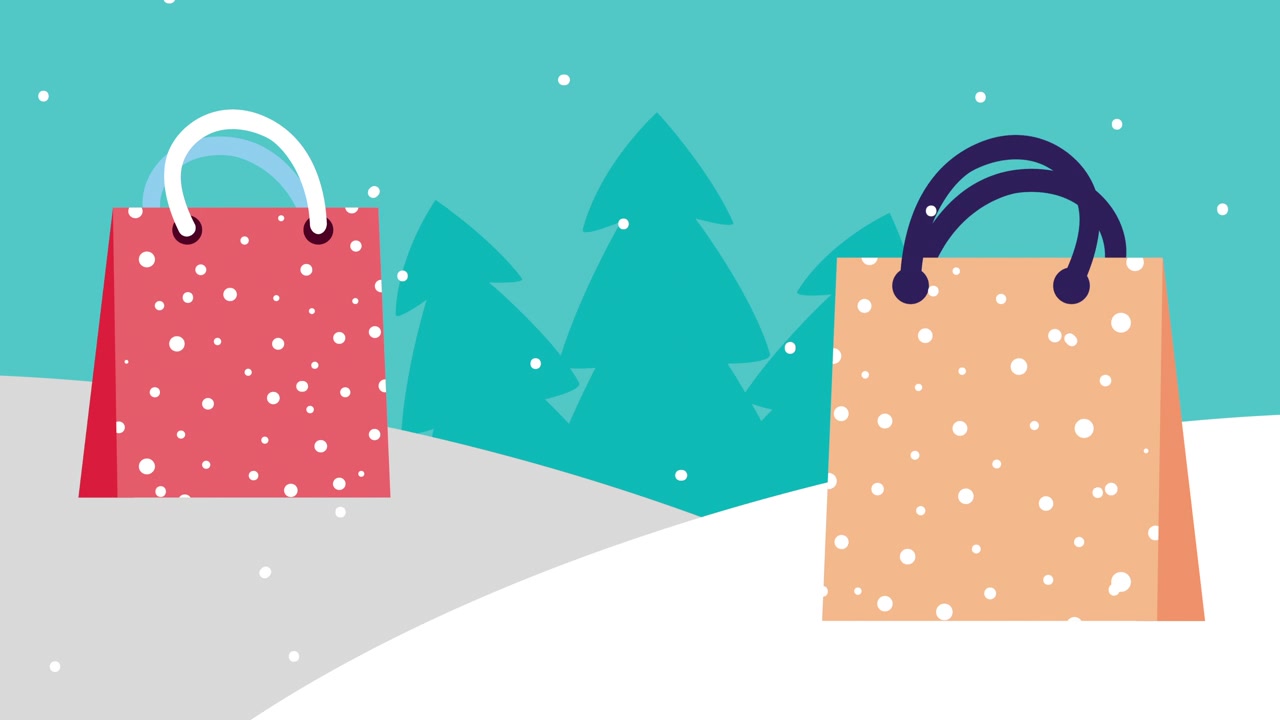 Shopping Bags in Winter Scene