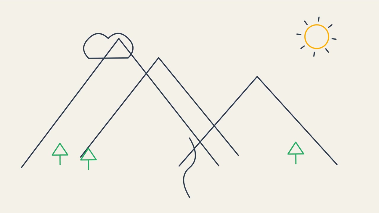 Minimalist Line Art Animation of Mountains and Sun