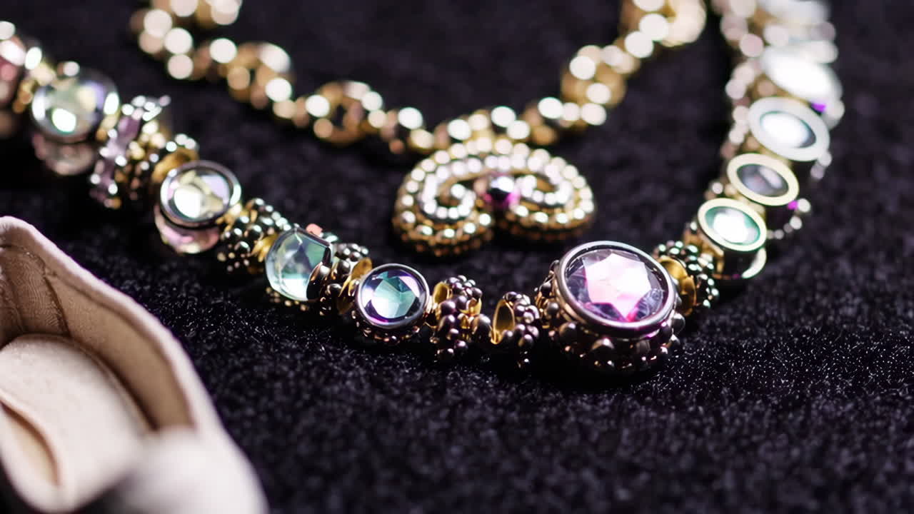 Close up of necklaces and jewelry