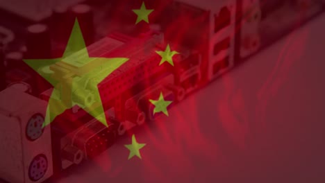 Animation-Eines-Computerservers-Mit-Datenverarbeitung-Und-Flagge-Chinas