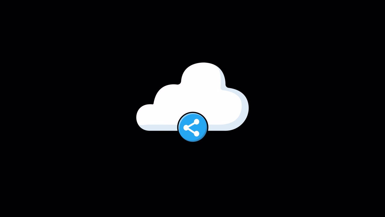 Animated Cloud Share Icon on Black Background