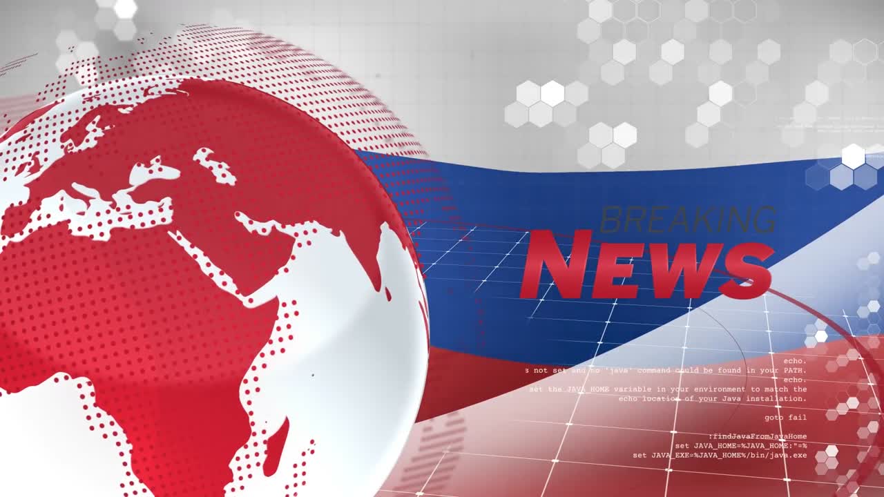 러시아의  ⁇ 발에 대한 글로브와 뉴스의 애니메이션