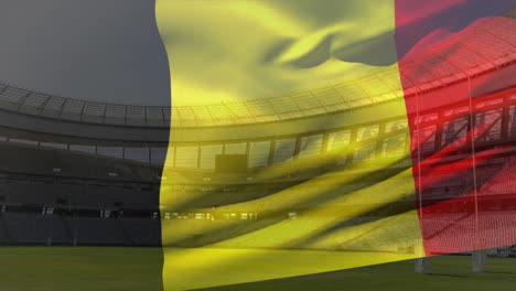 Animación-De-Ondear-La-Bandera-De-Bélgica-Sobre-El-Estadio.