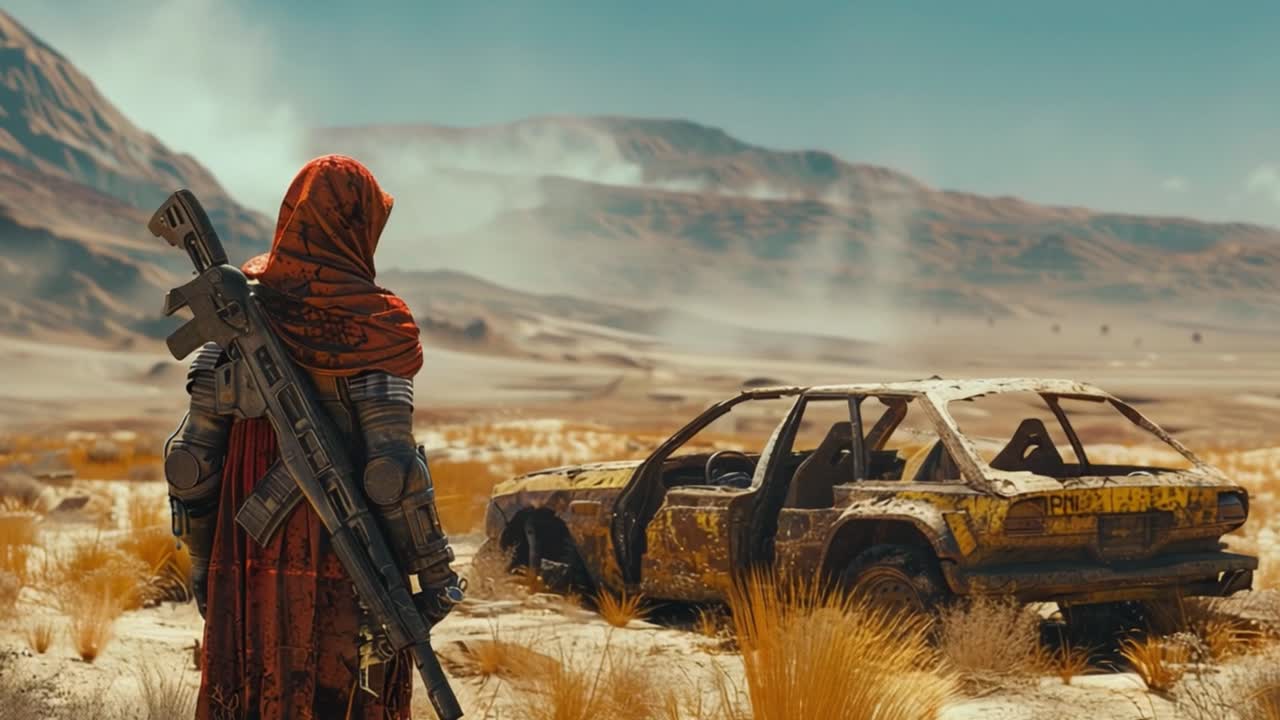 Post-Apocalyptic Survivor in a Desert Wasteland