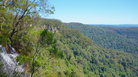 Springbrook-National-Park-Water-stream-to-waterfalls,-Gold-Coast,-Queensland,-Australia