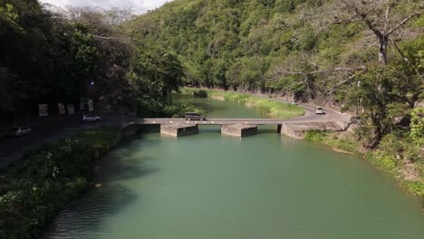 Close Of Aerial View Of Flat Bridge In Bog Walk Jamaica