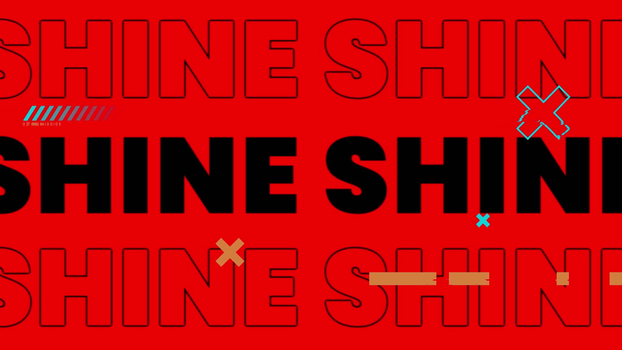 파란색 배경 위에서 반복되는  ⁇ 색 문자로 빛나는 텍스트의 애니메이션