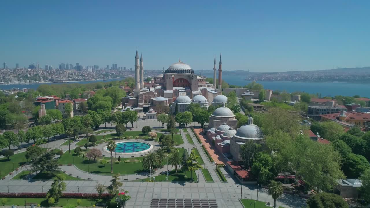 hagia sophia imágenes de avión no tripulado al atardecer