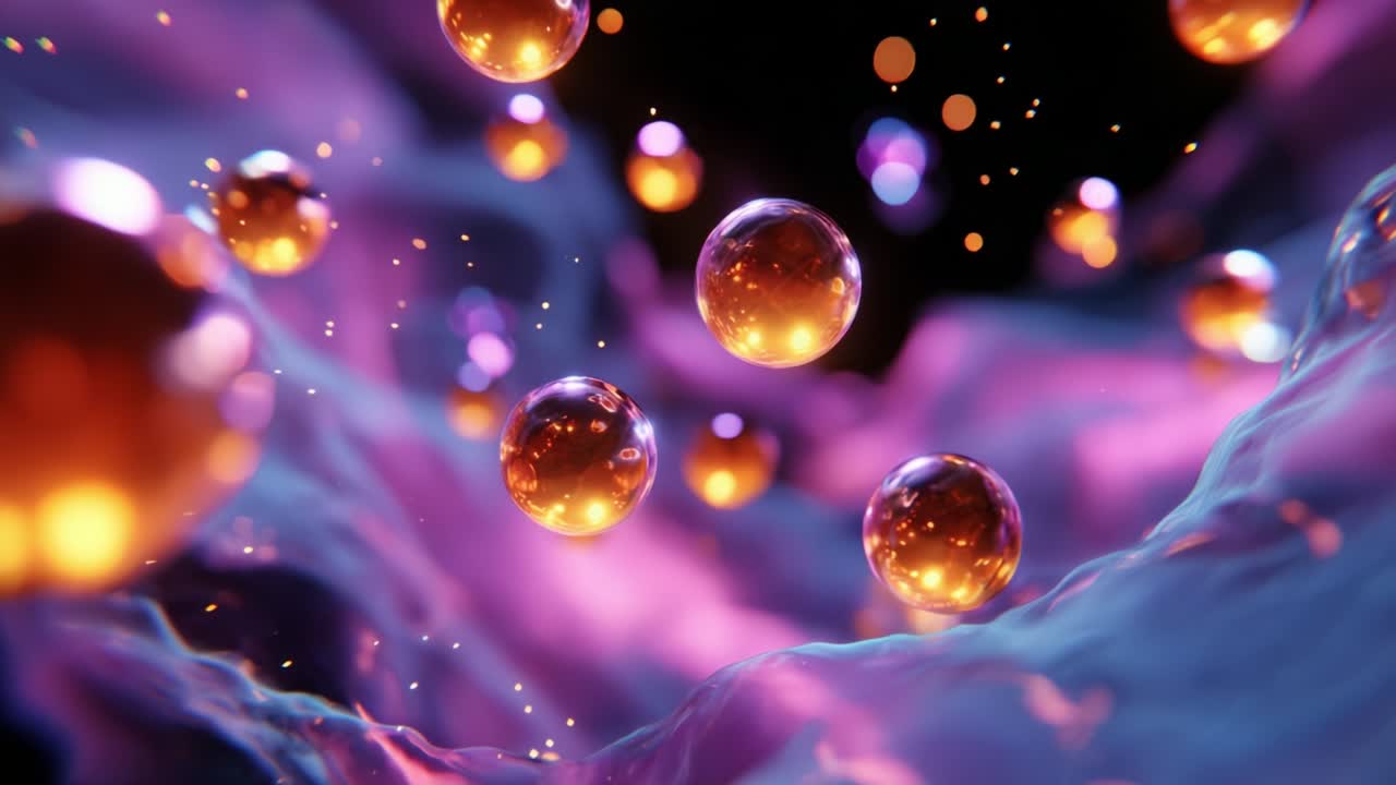 An Enchanting Exploration of Iridescent Bubbles Floating Amidst a Dreamlike Abstract Landscape, Capturing a Mesmerizing Visual Experience of Colorful Shapes and Reflections That Evoke Imagination