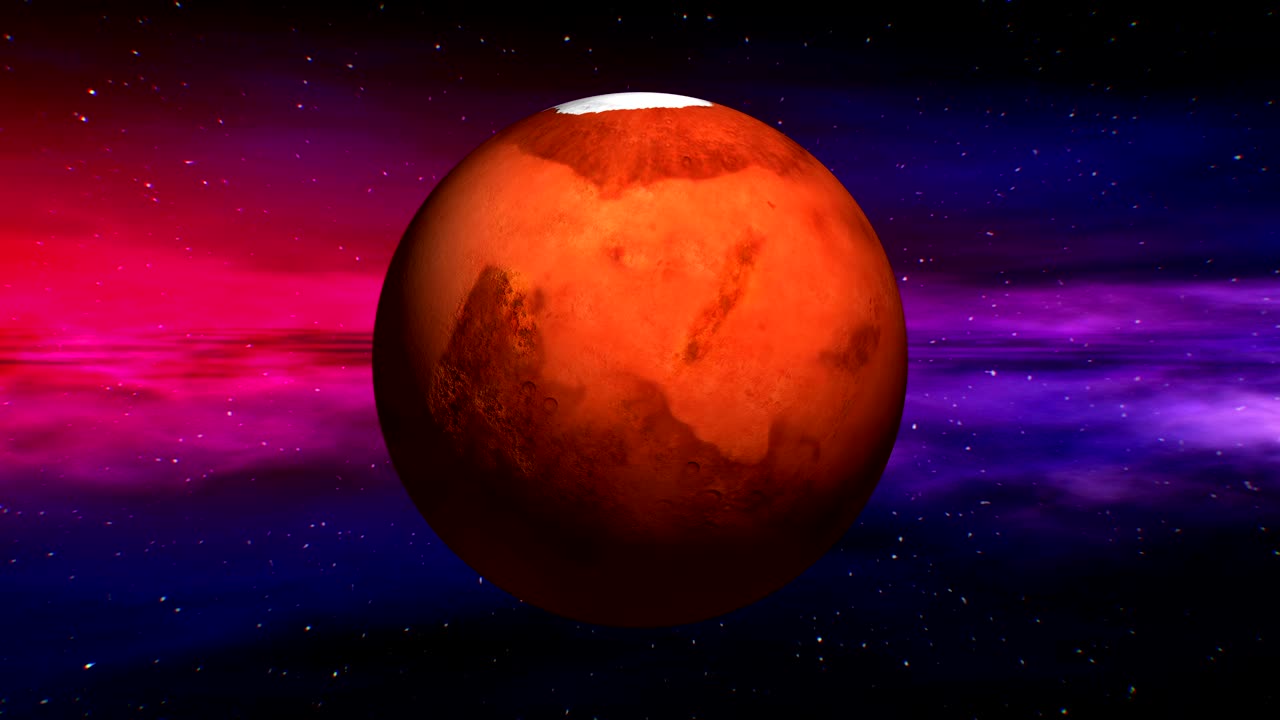 Mars na tle kosmicznej mgławicy