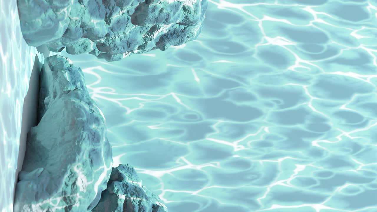 바위들 사이의 파란색 전기 에너지 수직