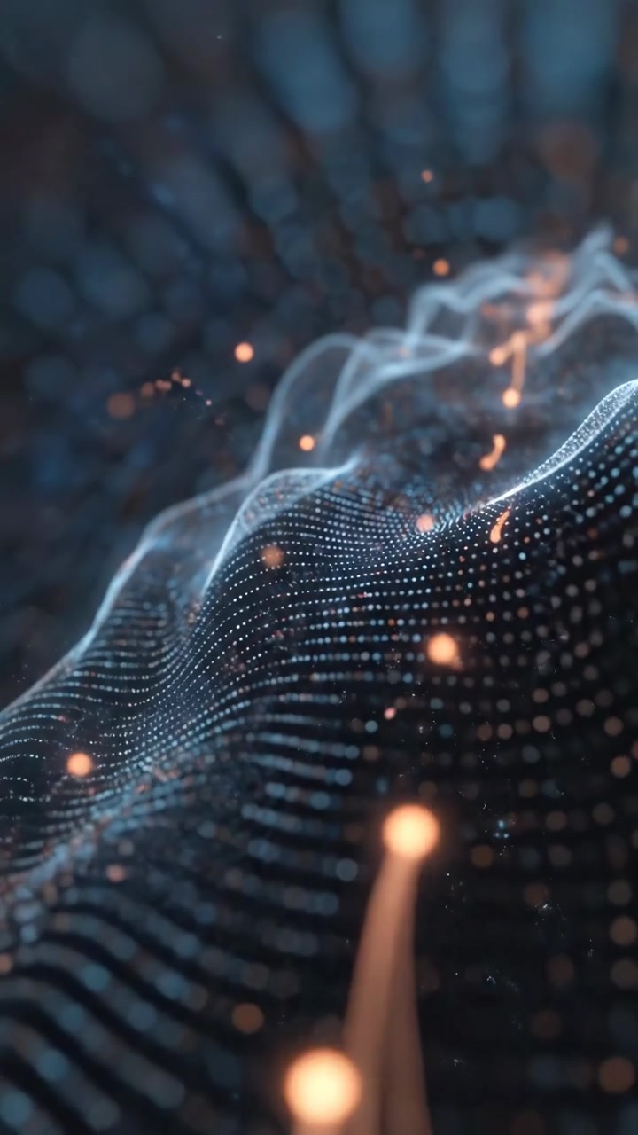 Dynamic Abstract Digital Landscape with Glowing Connections