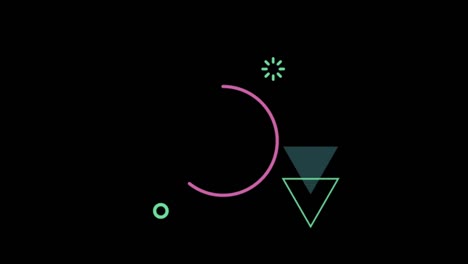 animation colorful geometric shape isolate on black background.