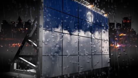 tabla publicitaria en 3d y lluvia