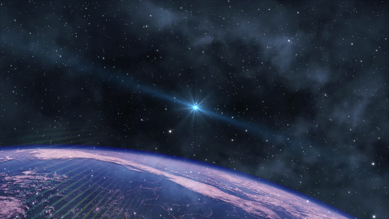 la superficie de la tierra está envuelta en nubes en el espacio, el universo