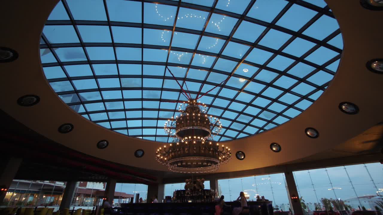 Slow motion of the luxury hotel lobby